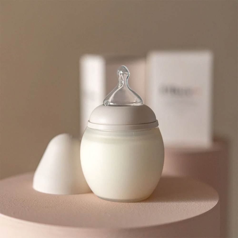 Elhee Silicone Anti Colic Baby Bottle Medium Flow (0m+) Sand - 330ml