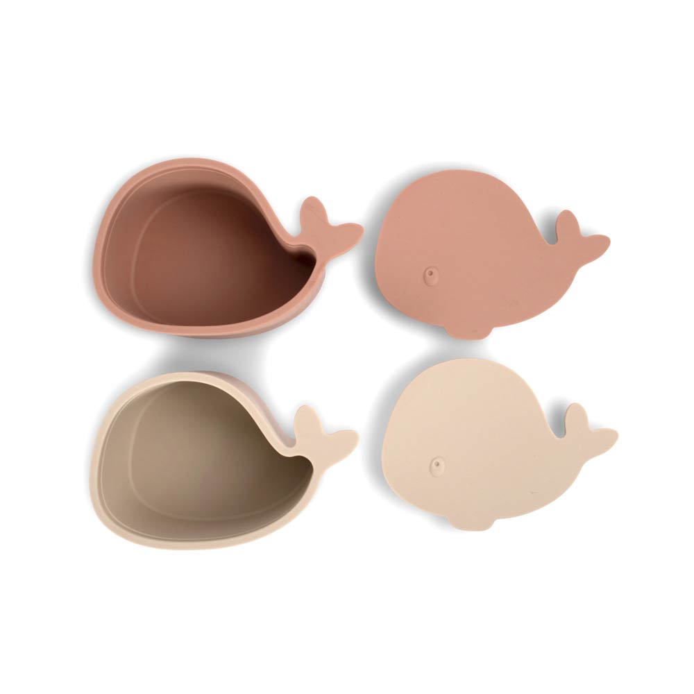 Filibabba Silicone Mini Snack Boxes Whale - Blush 2 Pcs
