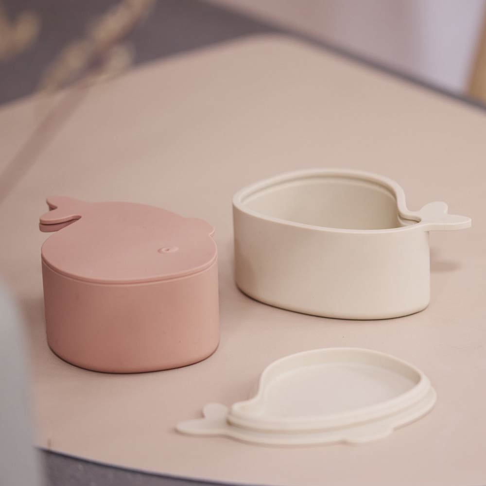 Filibabba Silicone Mini Snack Boxes Whale - Blush 2 Pcs