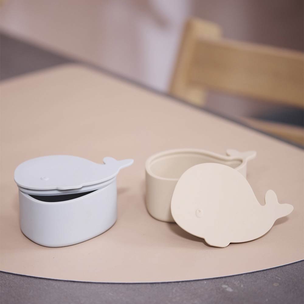 Filibabba Silicone Mini Snack Boxes Whale - Pearl Blue 2 Pcs