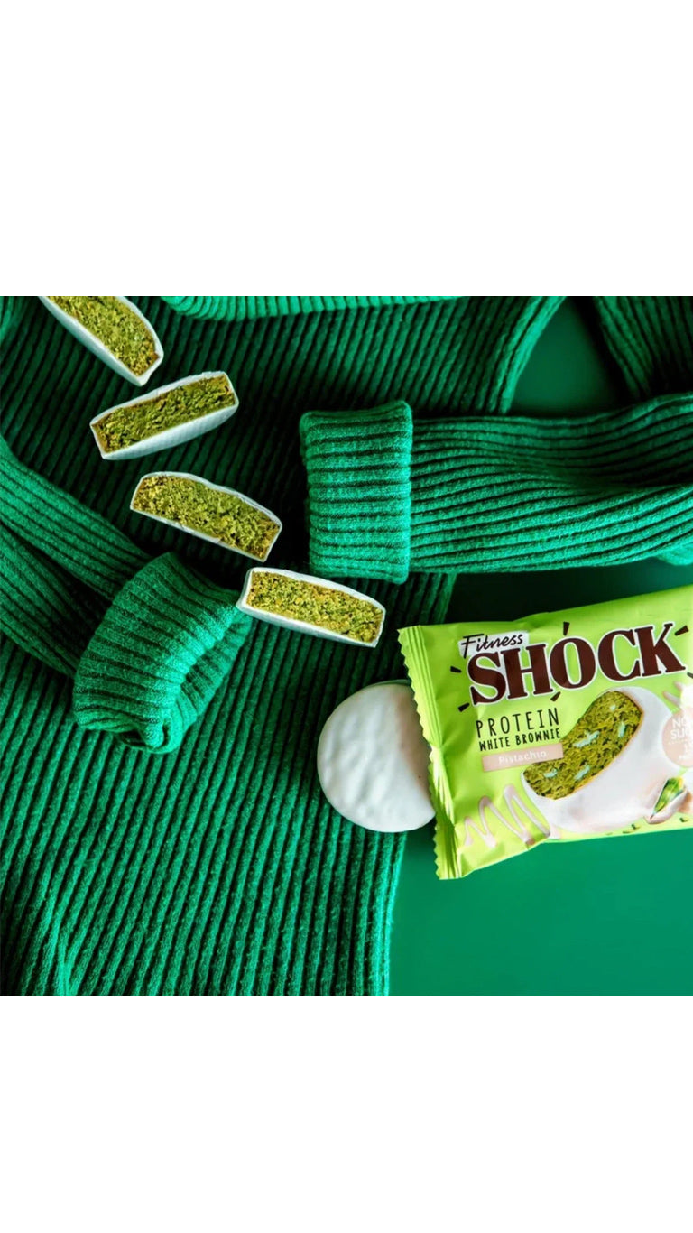 Fitness Shock Chocolate &amp; Pistachio Protein White Brownie - 50g
