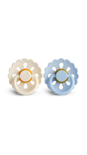 Tiny's Natural Latex Pacifier Flower Shaped - Blue & Beige