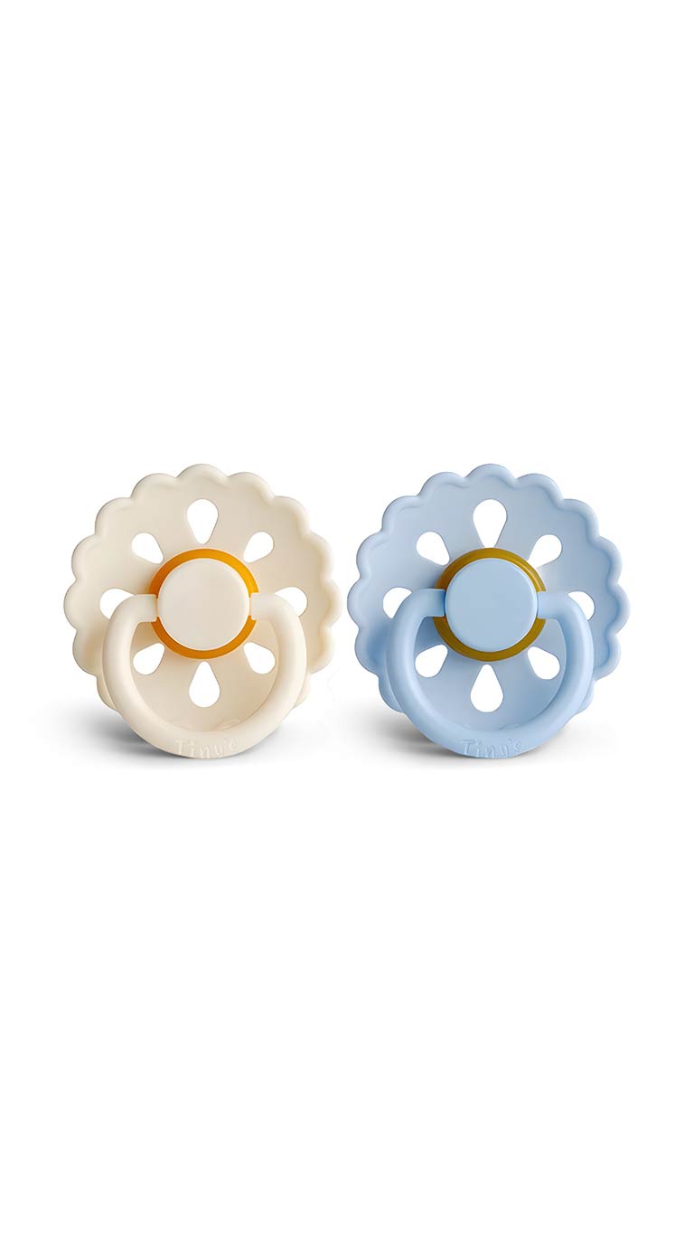 Tiny's Natural Latex Pacifier Flower Shaped - Blue & Beige