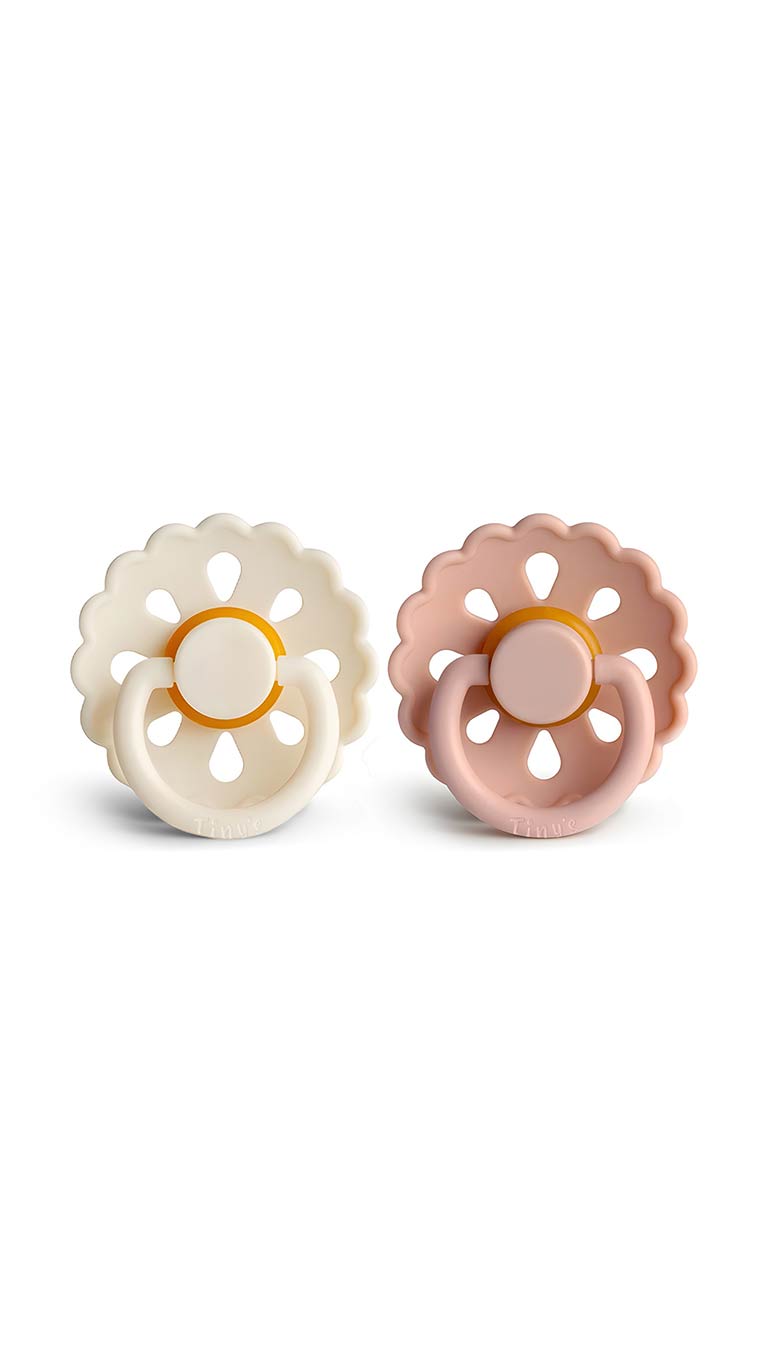 Tiny's Natural Latex Pacifier Flower Shaped - Pink & Beige