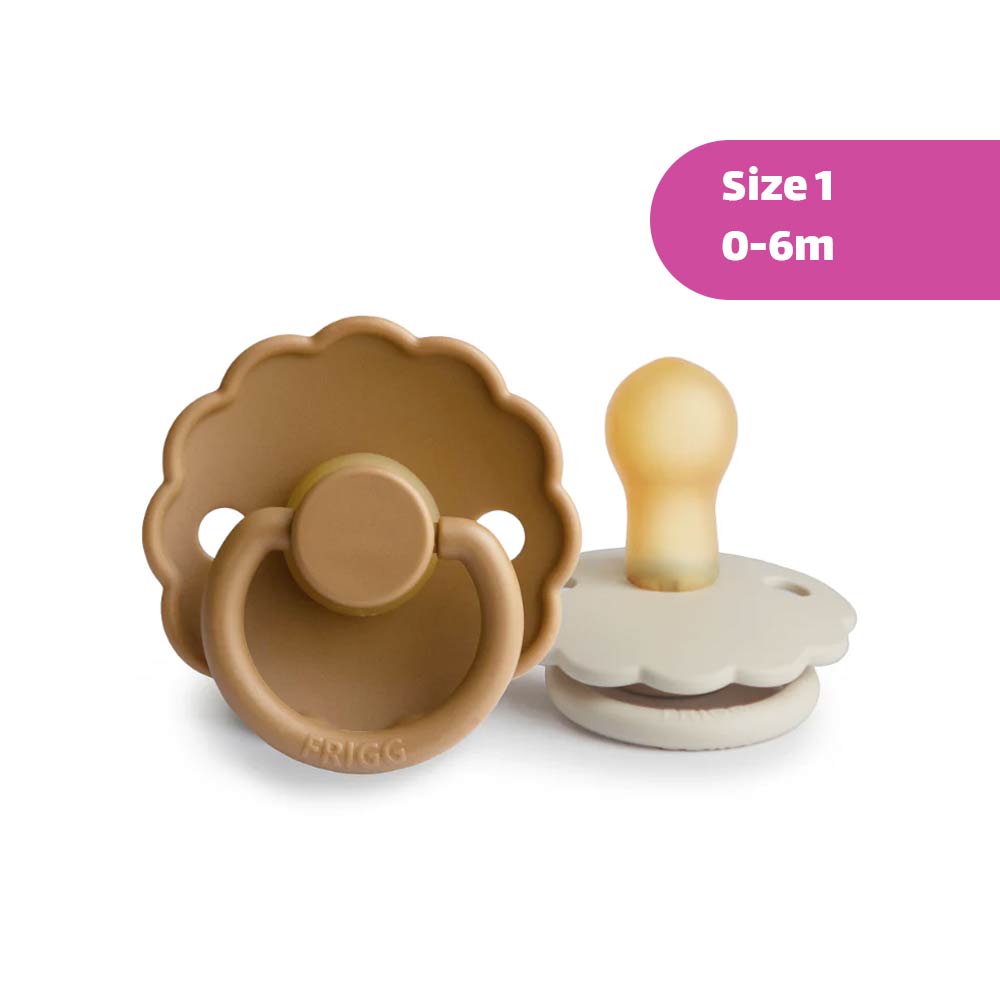 Frigg Daisy Latex Pacifier Size 1 (0-6m) Cappucino/Cream - 2 Pcs