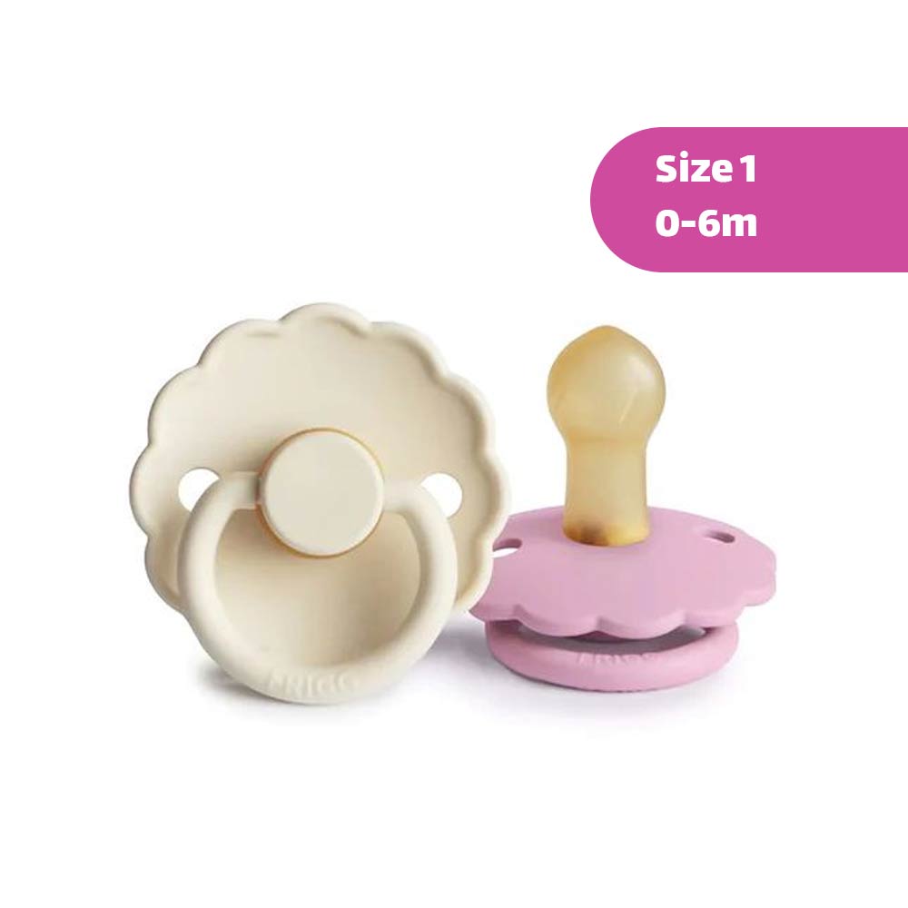 Frigg Daisy Latex Pacifier Size 1 (0-6m) Cream/Lupine - 2 Pcs