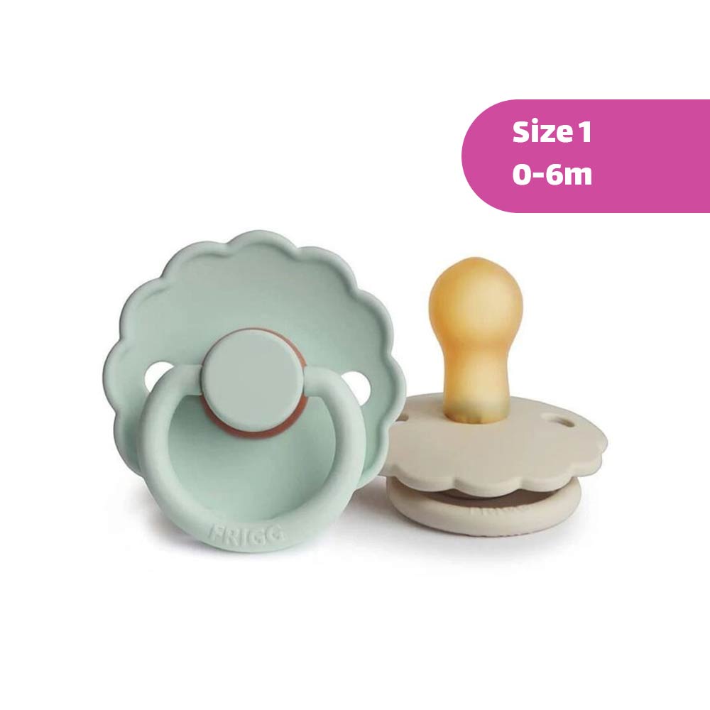 Frigg Daisy Latex Pacifier Size 1 (0-6m) Seafoam/Cream - 2 Pcs
