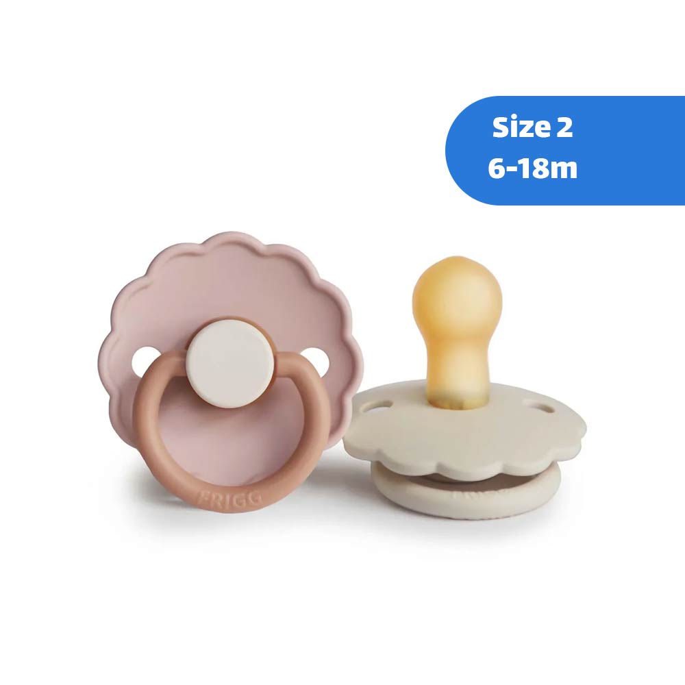 Frigg Daisy Latex Pacifier Size 2 (6-18m) Biscuit/Cream - 2 Pcs