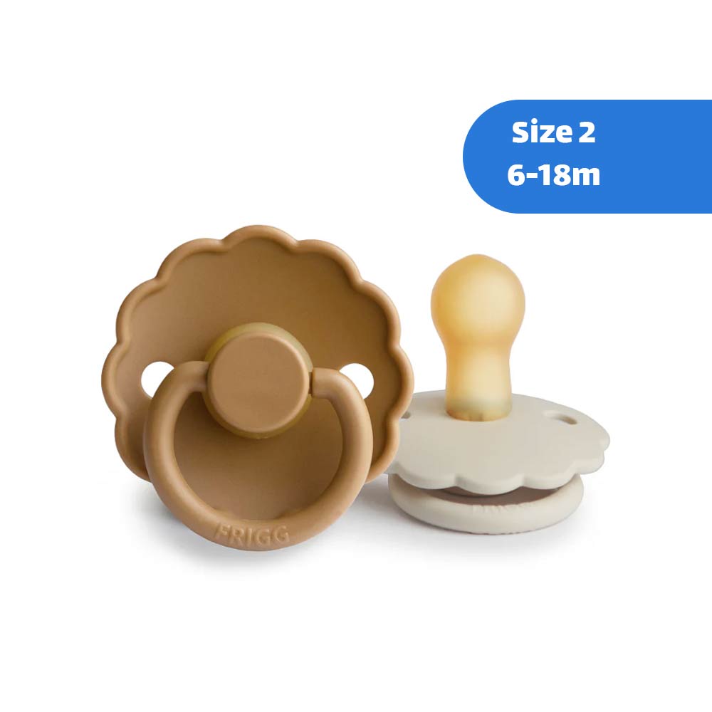 Frigg Daisy Latex Pacifier Size 2 (6-18m) Cappuccino/Cream - 2 Pcs