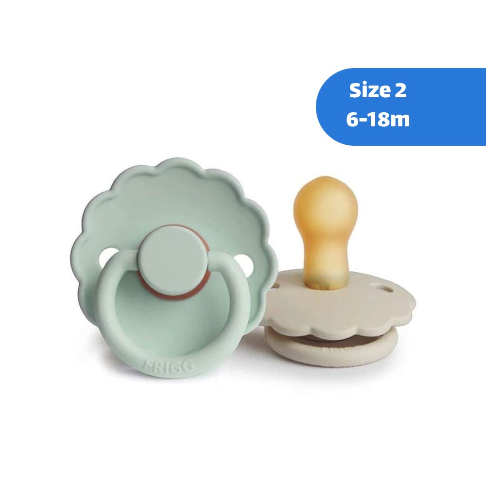 Frigg Daisy Latex Pacifier Size 2 (6-18m) Seafoam/Cream - 2 Pcs