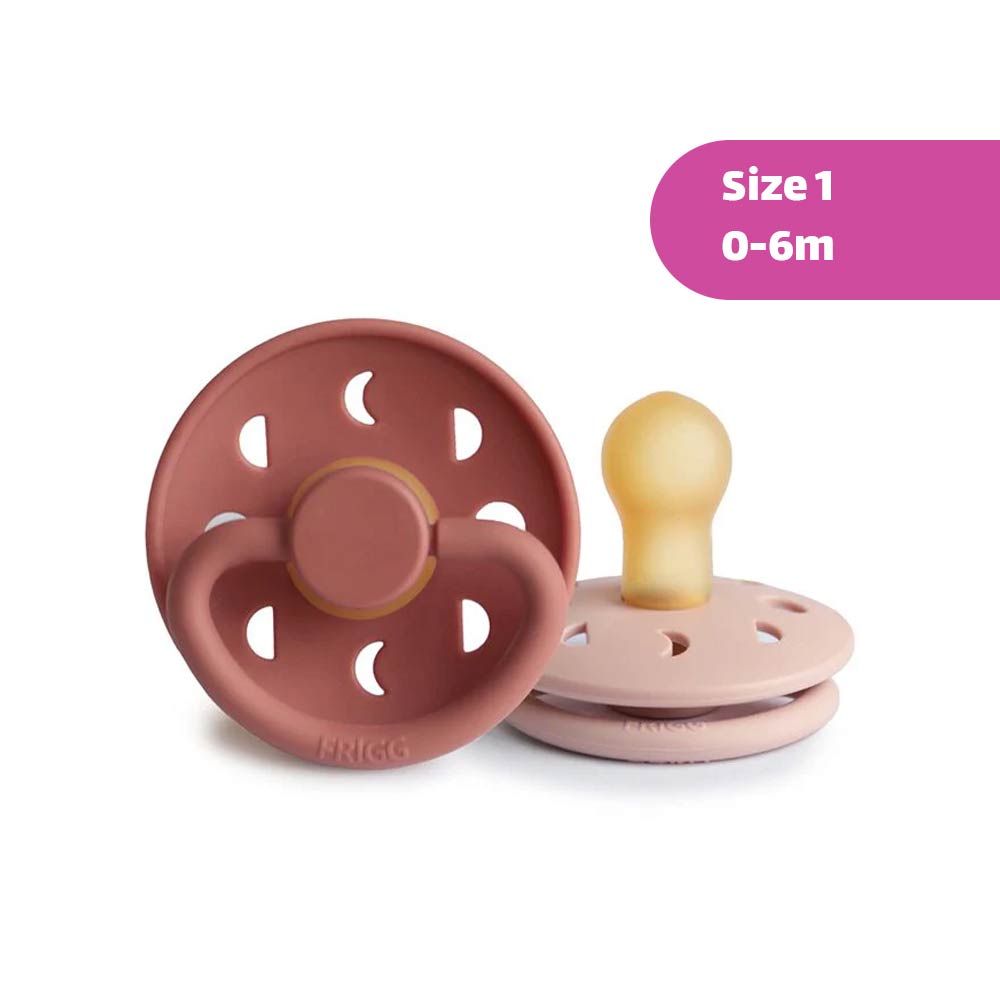 Frigg Moon Phase Latex Pacifier Size 1 (0-6m) Blush/Powder Blush - 2 Pcs