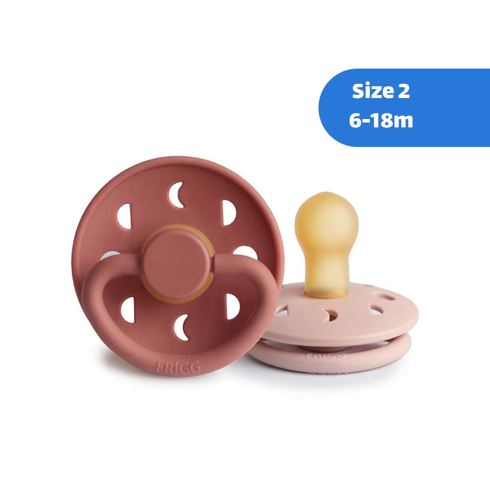 Frigg Moon Phase Latex Pacifier Size 2 (6-18m) Blush/Powder Blush - 2 Pcs