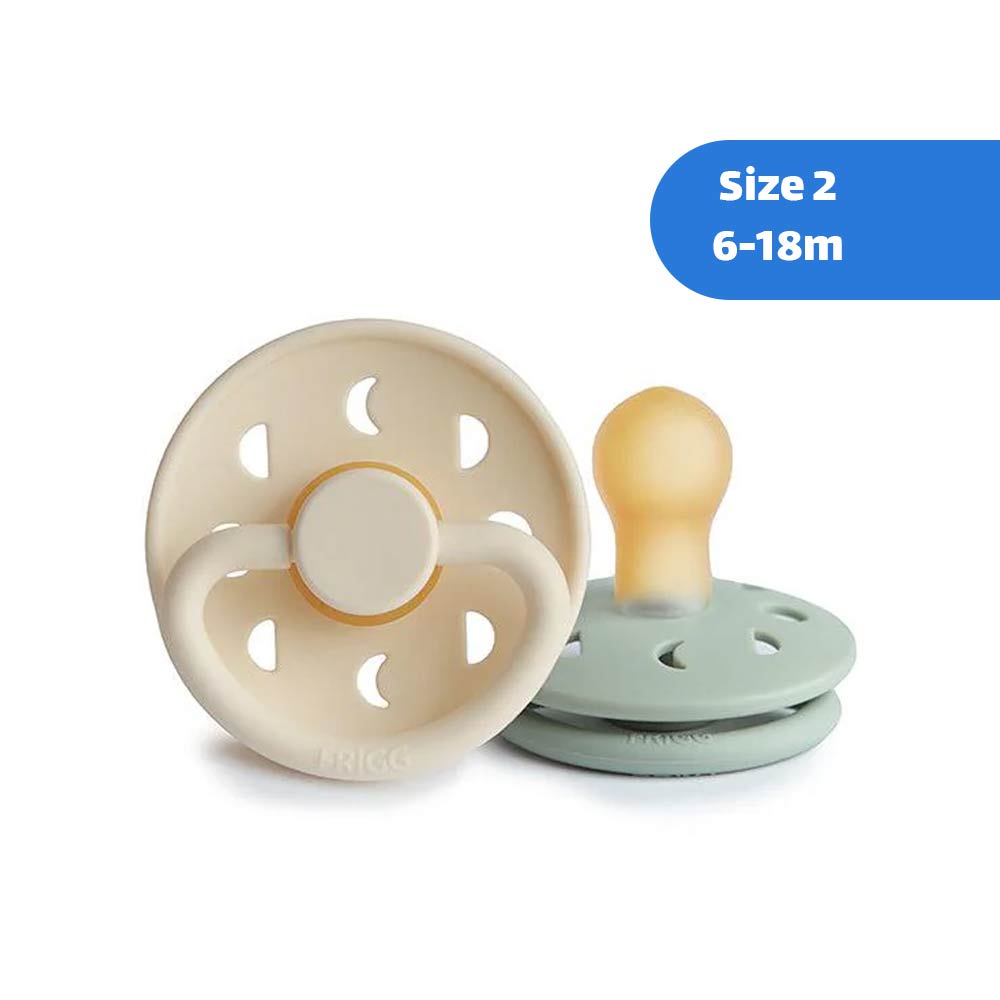 Frigg Moon Phase Latex Pacifier Size 2 (6-18m) Cream/Sage - 2 Pcs