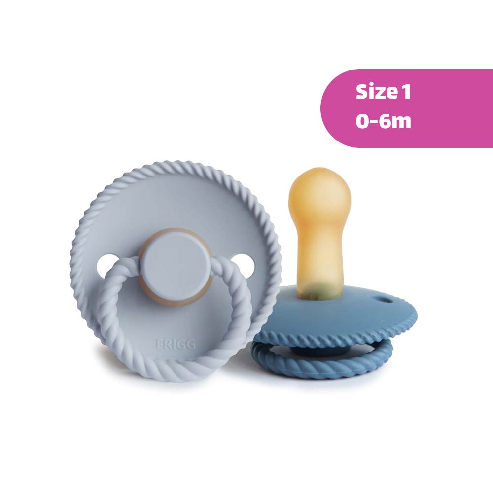 Frigg Rope Latex Pacifier Size 1 (0-6m) Ocean View/Powder Blue - 2 Pcs