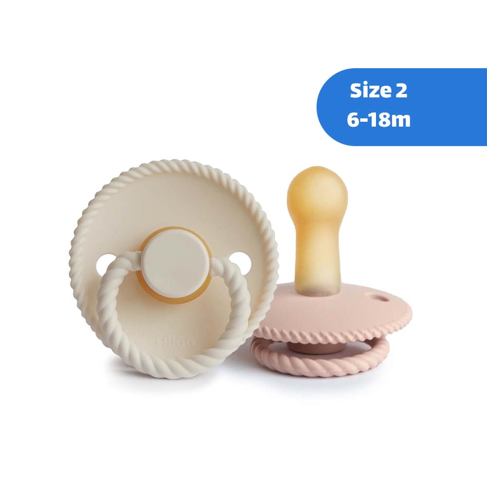 Frigg Rope Latex Pacifier Size 2 (6-18m) Blush/Cream - 2 Pcs