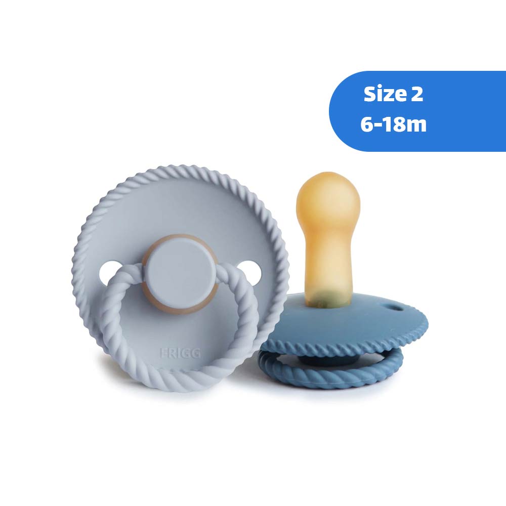 Frigg Rope Latex Pacifier Size 2 (6-18m) Ocean View/Powder Blue - 2 Pcs