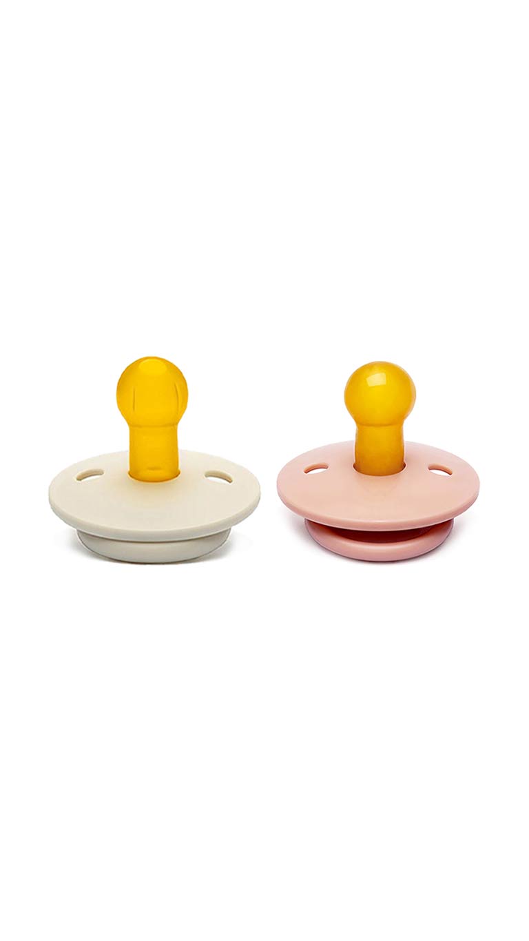 Tiny's Soft Natural Latex Pacifier Glows in the Dark - Pink & Beige