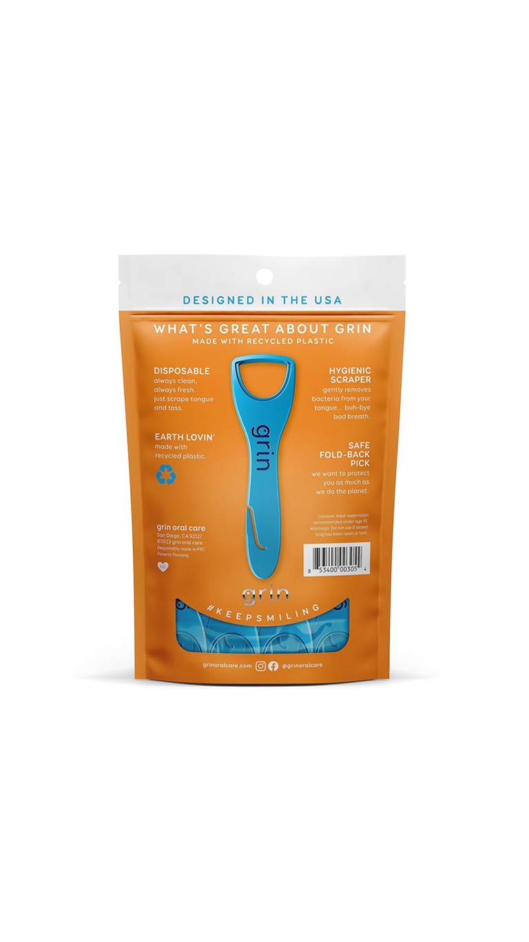 Grin Tongue Cleaner Disposable Hygienic Scrapers - 32 Scrapers