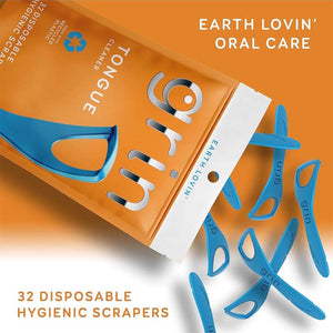Grin Tongue Cleaner Disposable Hygienic Scrapers - 32 Scrapers