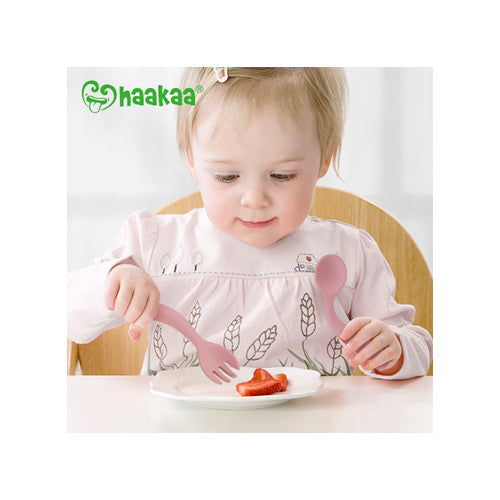 هاكا مجموعة أدوات مائدة سيليكون مع حافظة - وردي