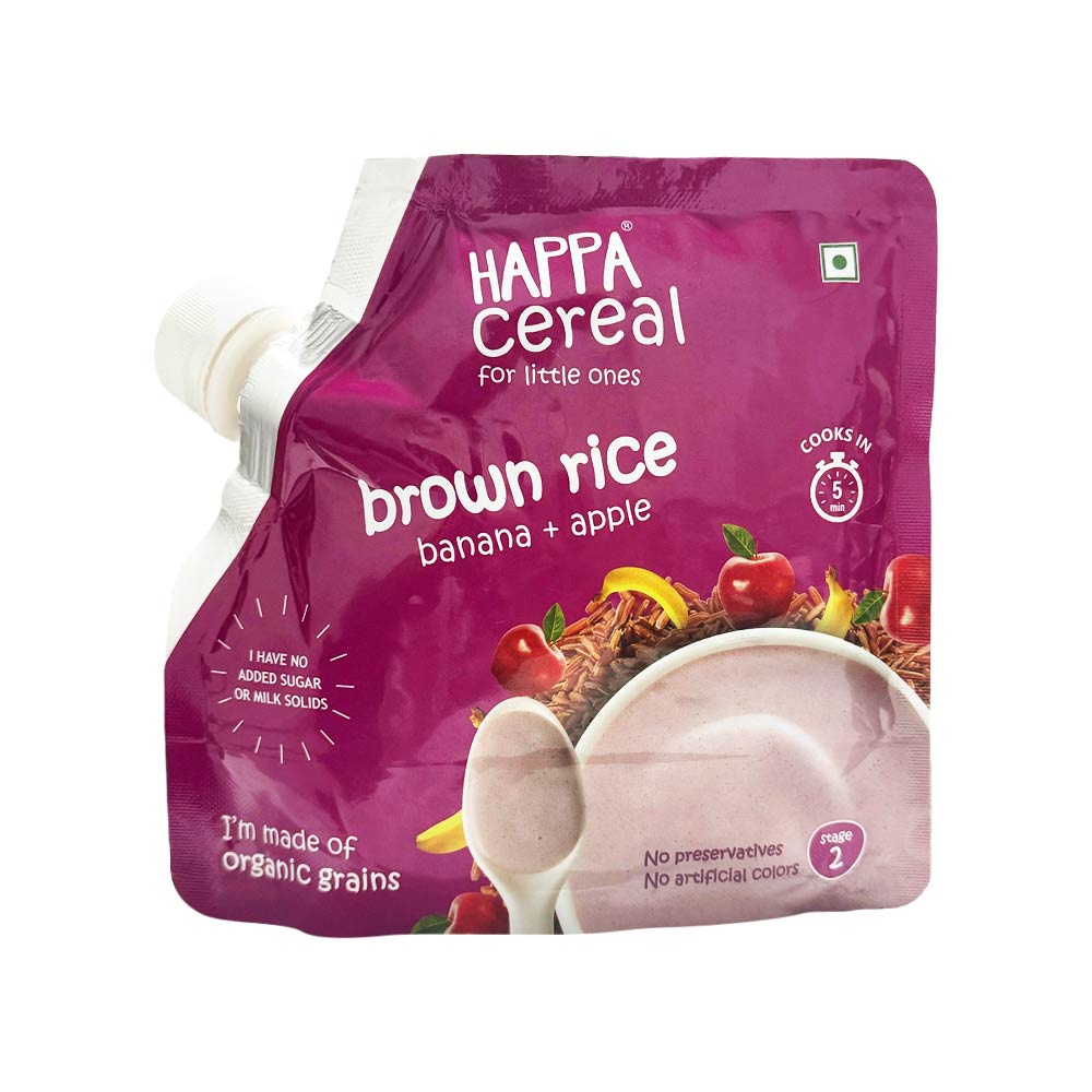 Happa Organic Cereal (6m+) Brown Rice Banana & Apple - 200g