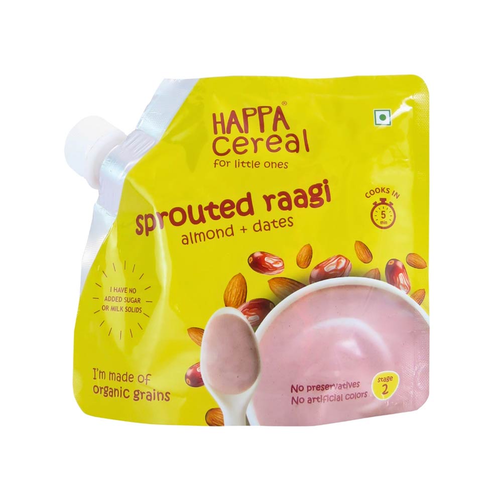 Happa Organic Cereal (6m+) Sprouted Raagi, Almonds & Dates - 200g