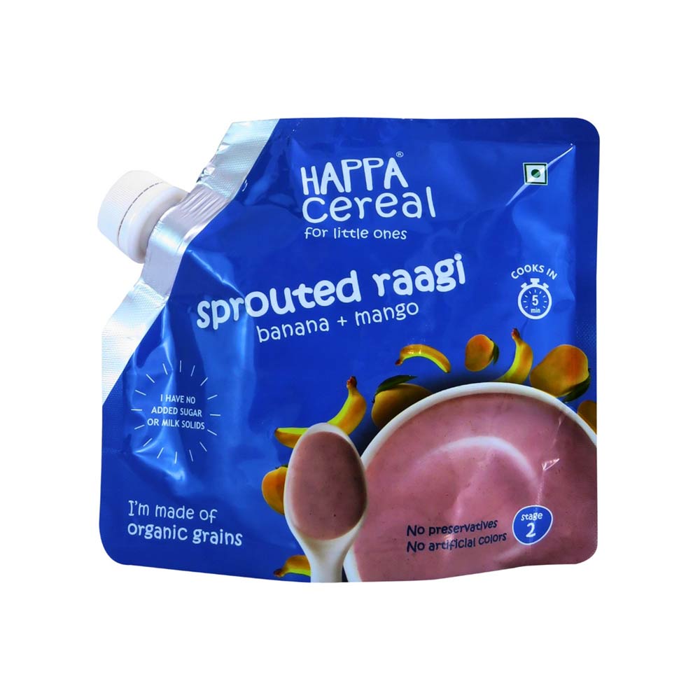 Happa Organic Cereal (6m+) Sprouted Raagi, Banana & Mango - 200g
