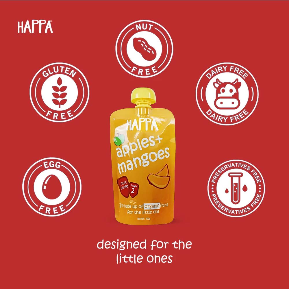 Happa Organic Puree (6m+) Apple & Mango - 100g