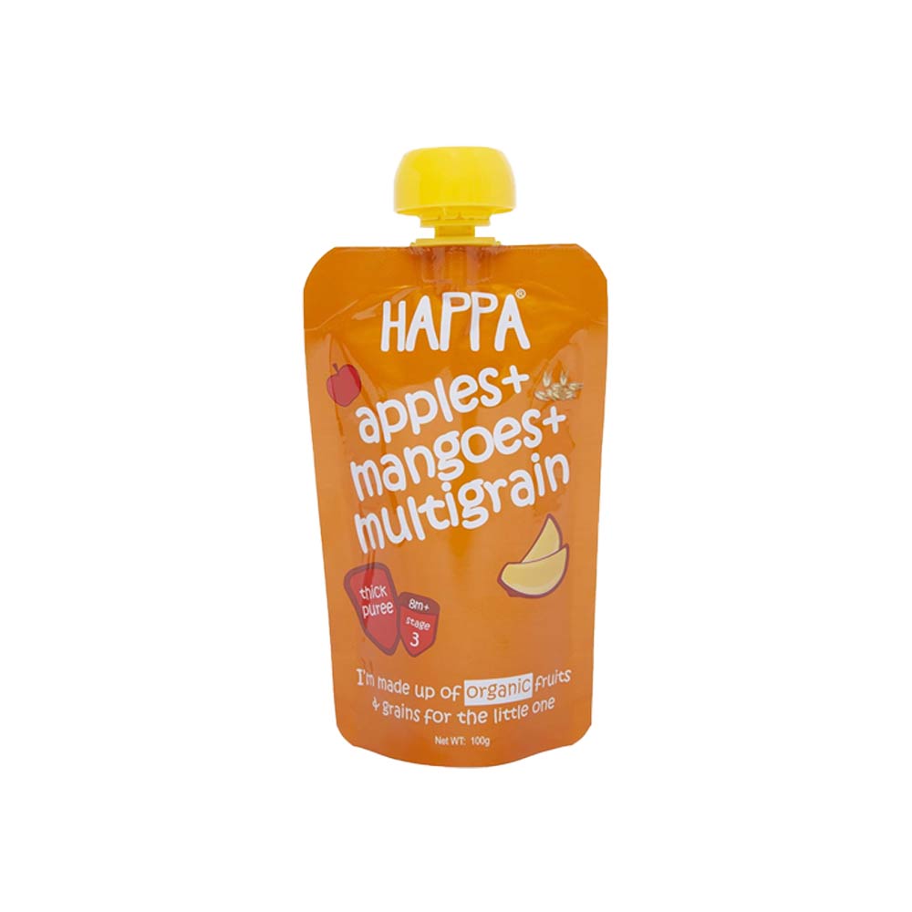 Happa Organic Puree (8m+) Apple, Mangoes & Multigrains - 100g