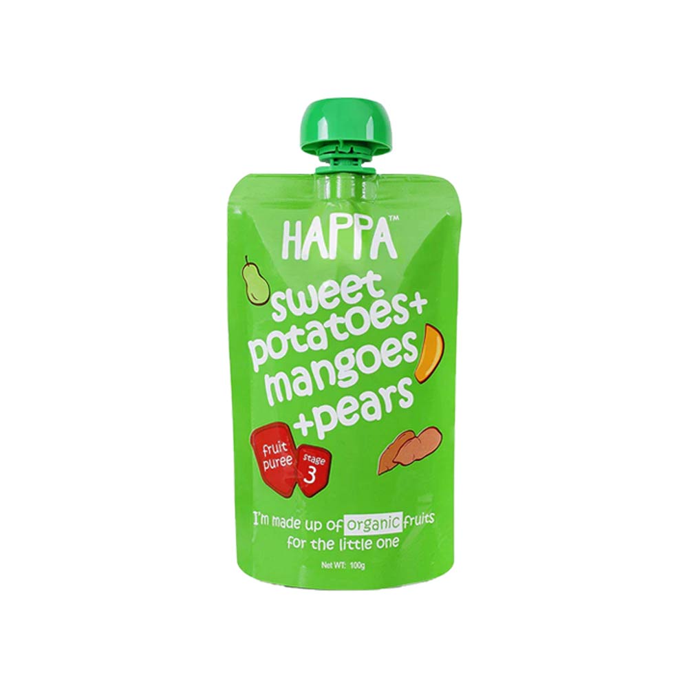 Happa Organic Puree (8m+) Sweet Potatoes, Mangoes & Pears - 100g