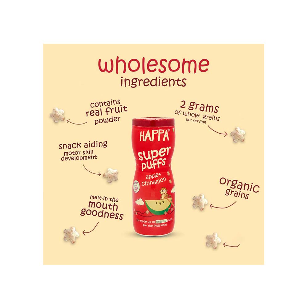 Happa Super Puffs (8M+) Apple & Cinnamon - 40g