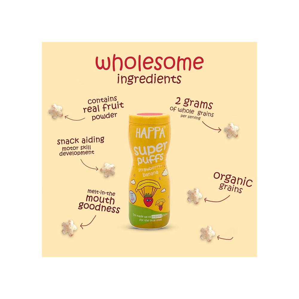 Happa Super Puffs (8M+) Strawberry & Banana - 40g