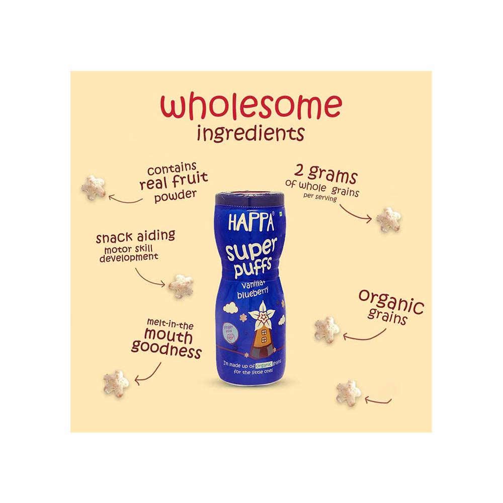 Happa Super Puffs (8M+) Vanilla & Blueberry - 40g