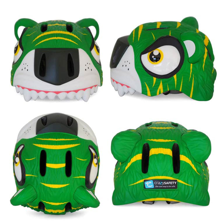 Crazy Safety Tiger Bicycle Helmet - Green