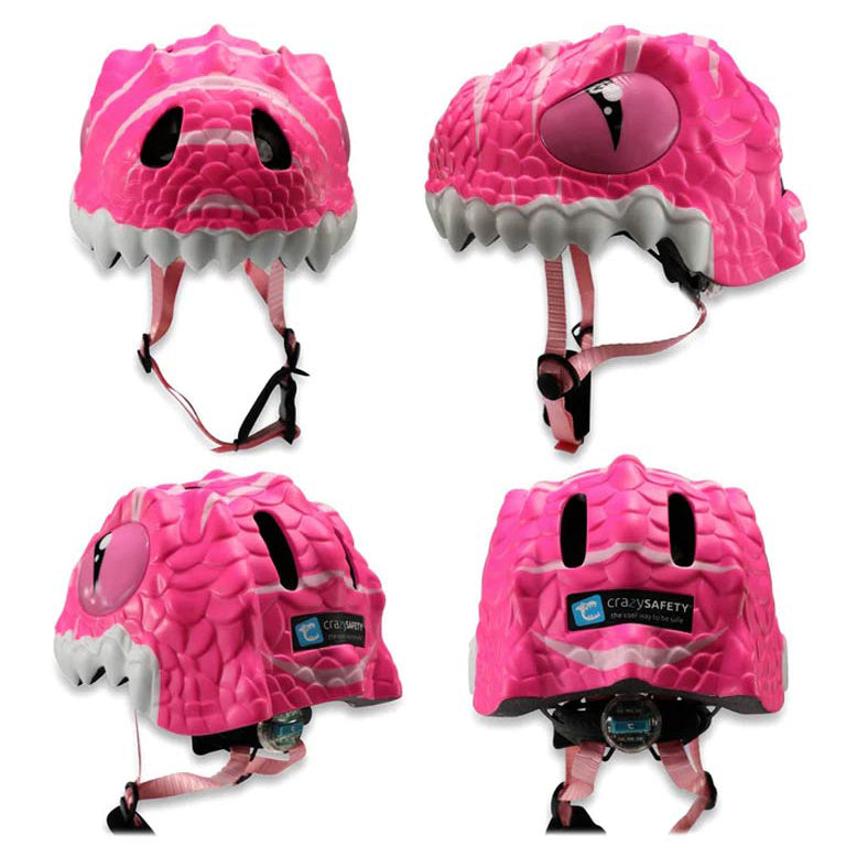Crazy Safety Dino Bicycle Helmet - Pink