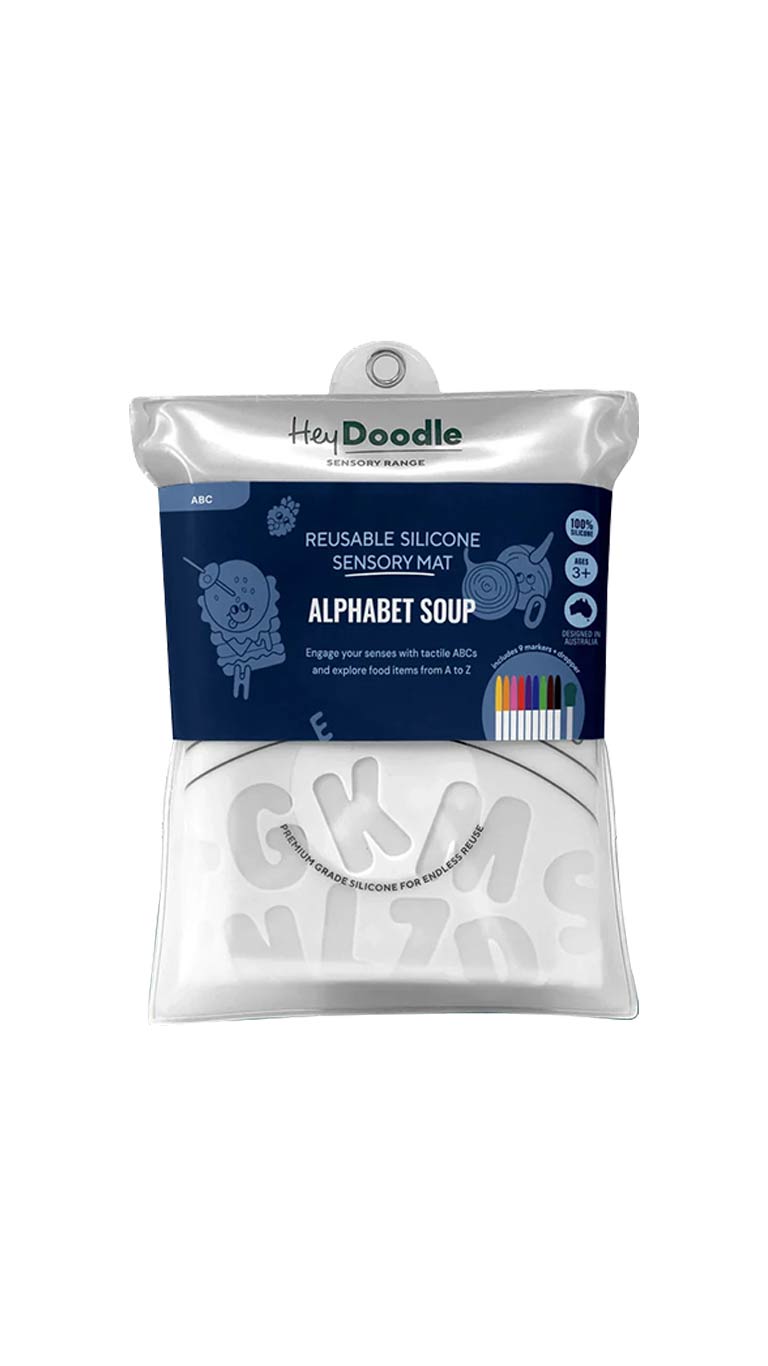 Hey Doodle Reuseable Silicone Sensory Mat - Alphabet Soup