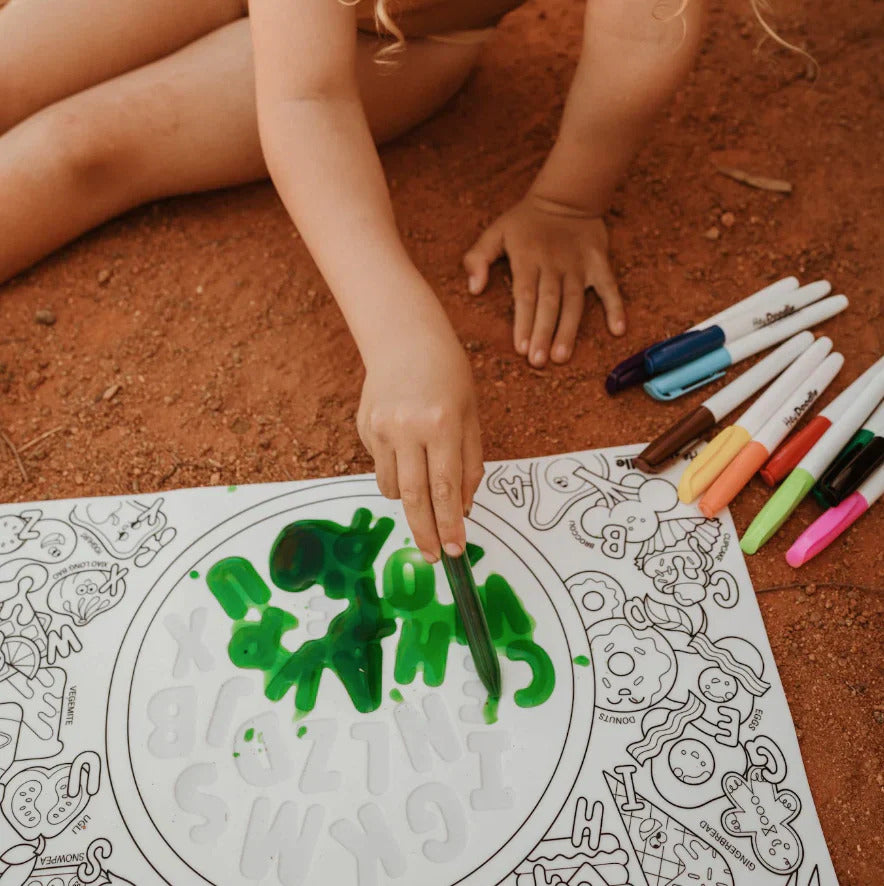 Hey Doodle Reuseable Silicone Sensory Mat - Alphabet Soup