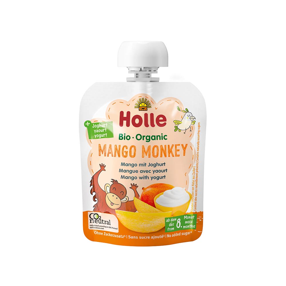 Holle Bio Organic Mango Monkey Pouch, Mango with Yogurt (8m) - 85g