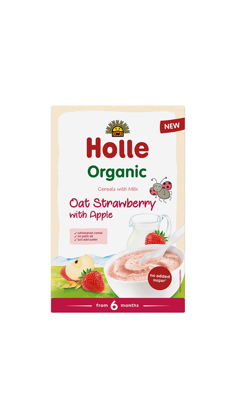 Holle Organic Cereals with Milk, Oat Strawberry with Apple (From 6m) - 250g