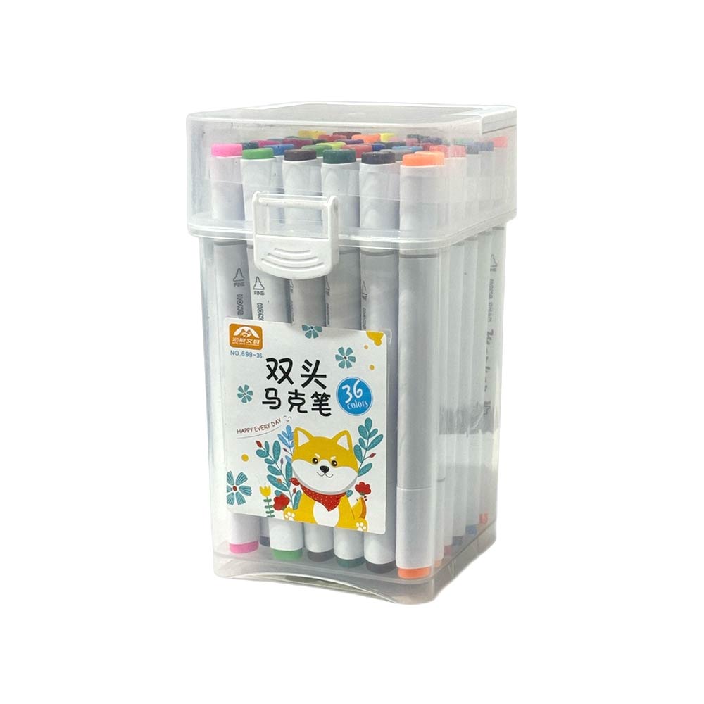 Hong Zhan Fine Double Head Color Markers - 12 Colors