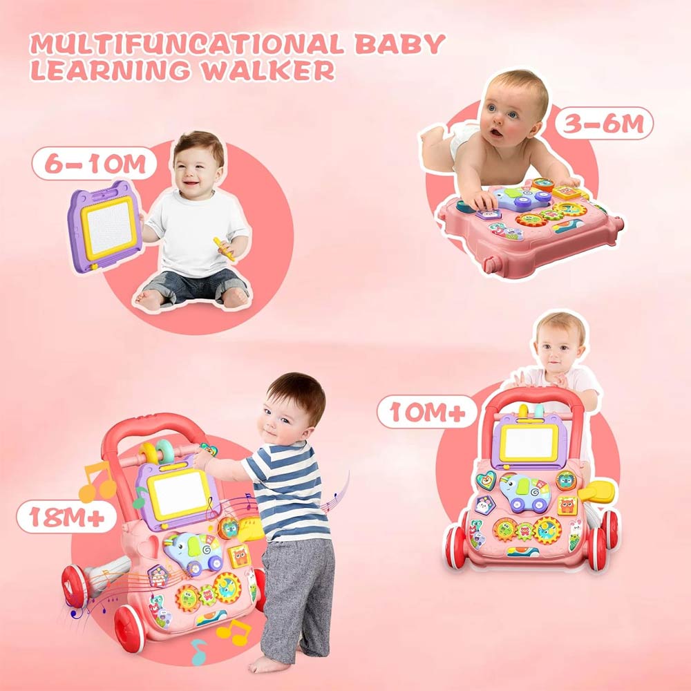 Huanger 2-In-1 Baby Music Walker - Pink