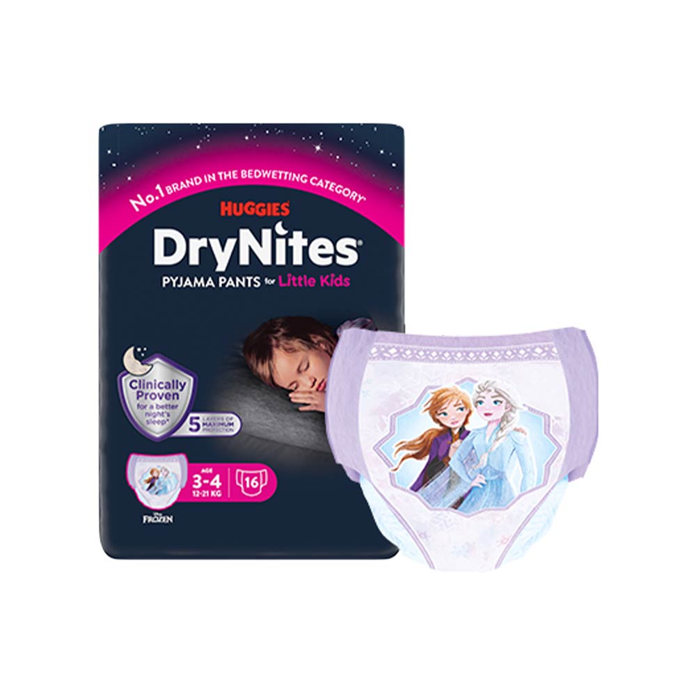 Huggies Drynites Pyjama Pants for Girls 3-4 Yrs (12-21kg) - 16 Pcs Jumbo Pack