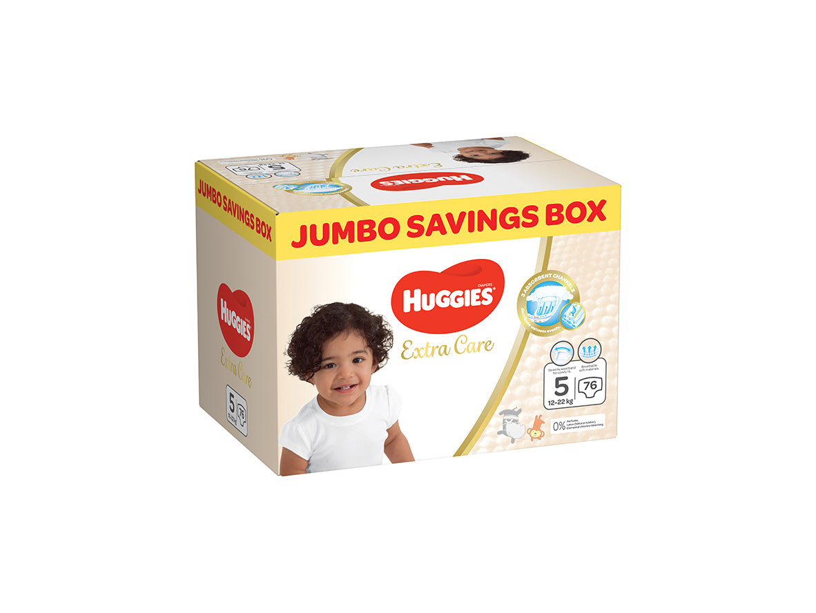Huggies Extra Care Size 5 (12+22kg) – 76 Diapers Jumbo Saving Box