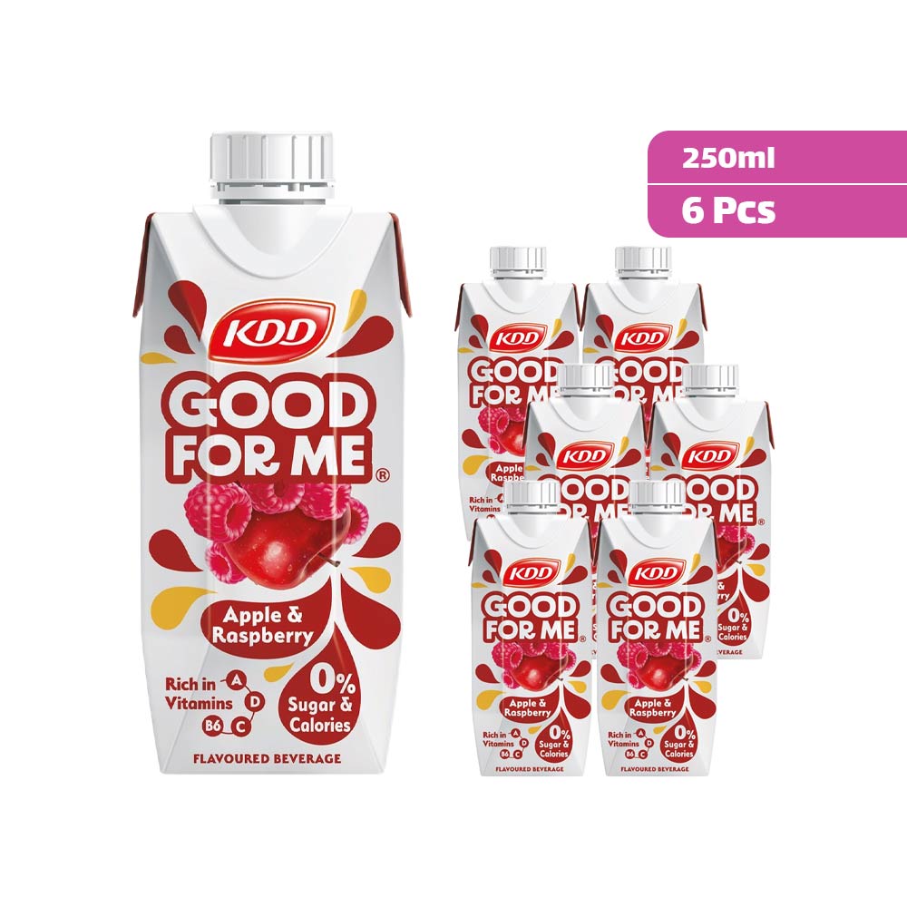 KDD Good For Me (Calories Free) Beverage - Apple & Raspberry 250ml - Pack of 6