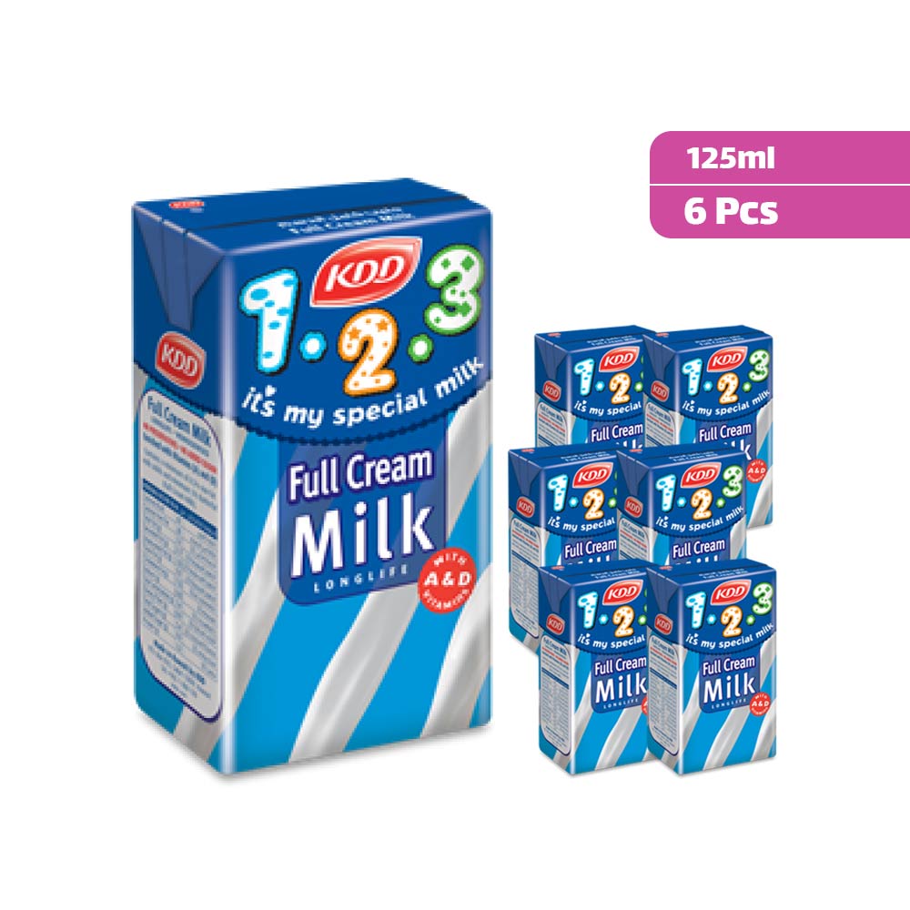 KDD Kids 1.2.3 Full Cream Milk 125ml - Pack of 6