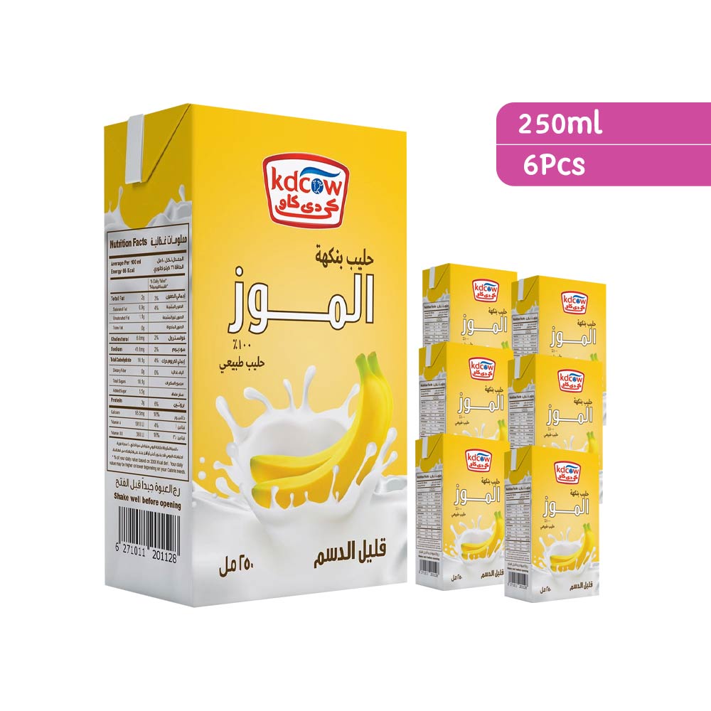 Kdcow Long Life Banana Milk 250ml - Pack of 6