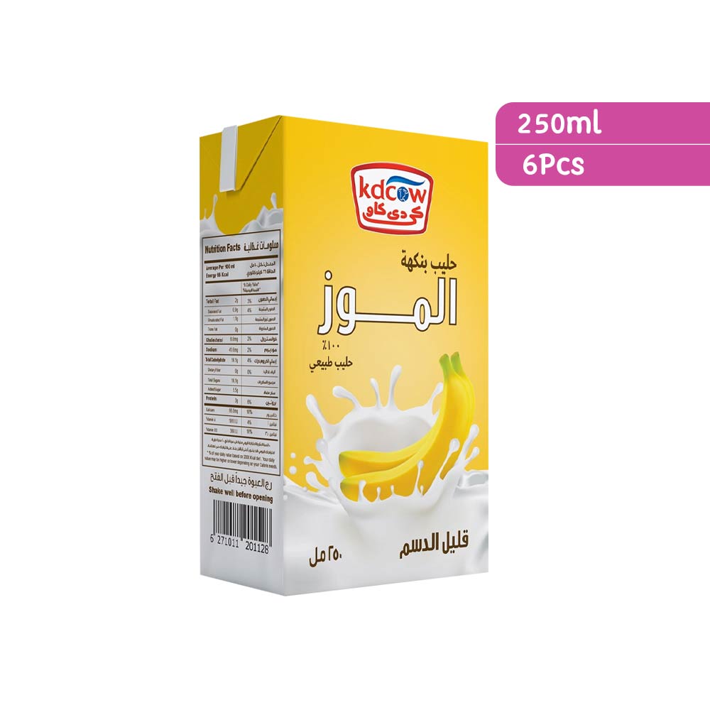 Kdcow Long Life Banana Milk 250ml - Pack of 6