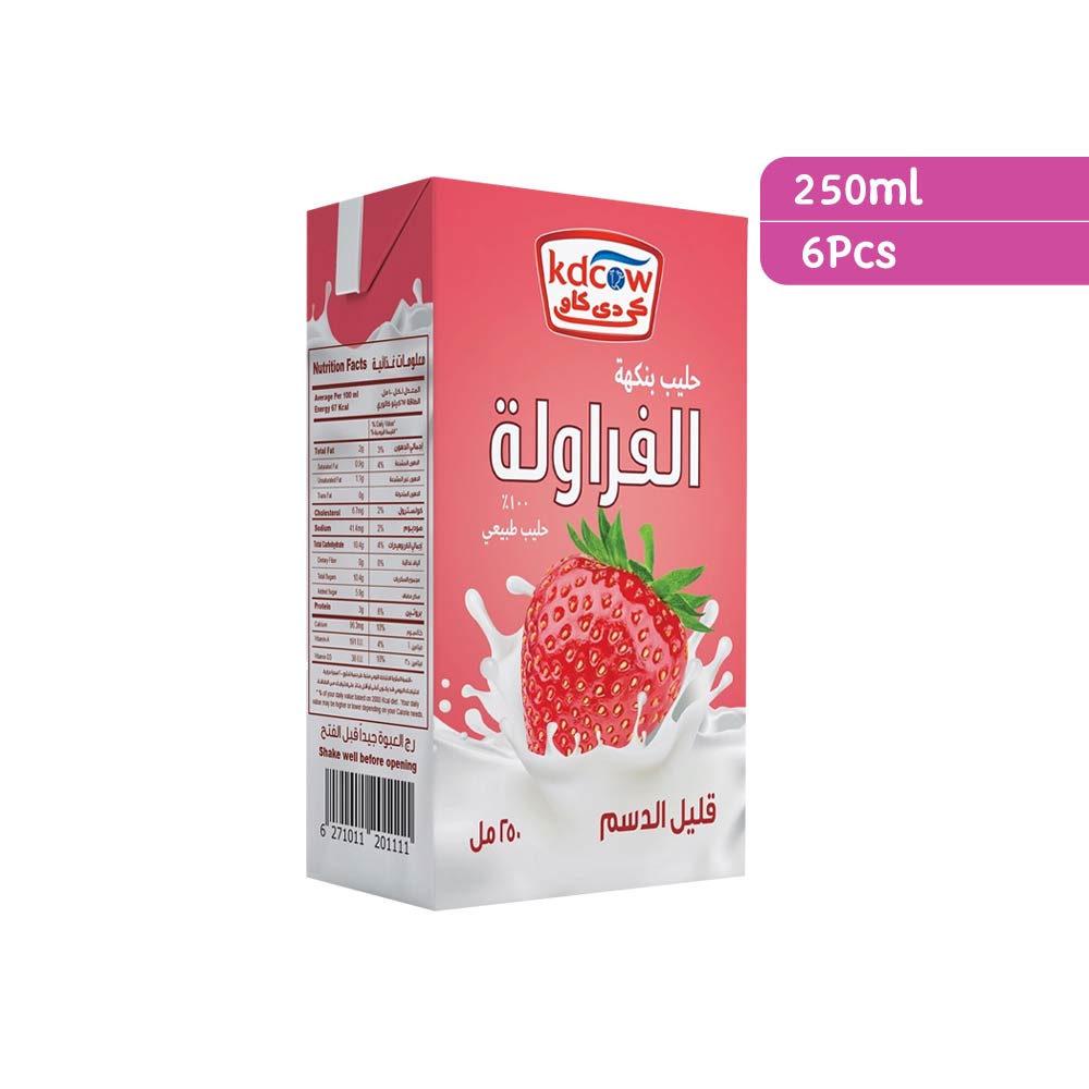 Kdcow Long Life Strawberry Milk 250ml - Pack of 6