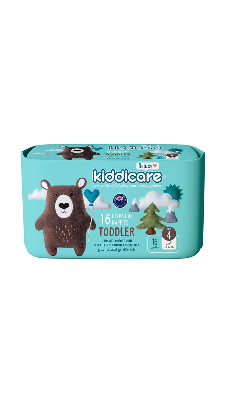 Kiddicare Size 4 (10-14kg) Toddler Ultra Dry Nappies - 16 Nappies