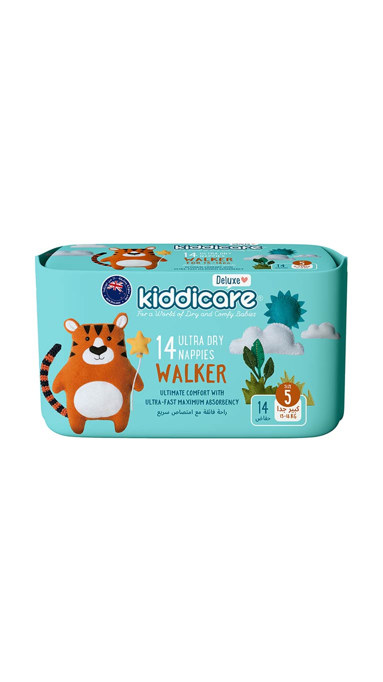 Kiddicare Size 5 (13-18kg) Walker Ultra Dry Nappies - 14 Nappies